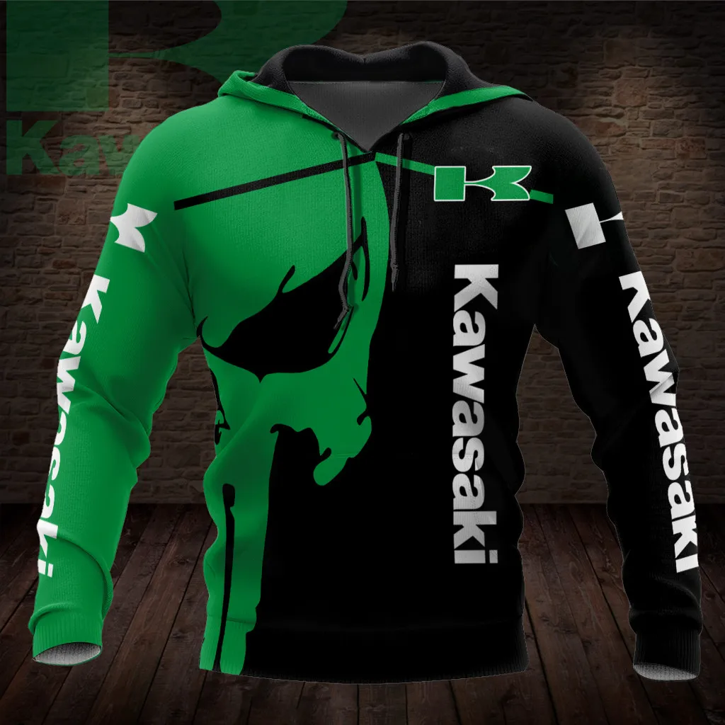 Kawasaki Sweatshirt Extreme Sports Oversized Hoodie High-quality Mens Clothing Street Motorcycle Uniform Unisex Child Men's New