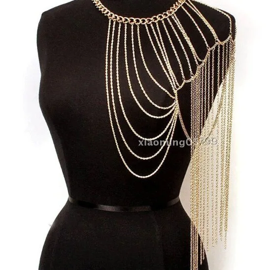 

SL jewelry single shoulder fringed necklace, hot-selling body chains body chains