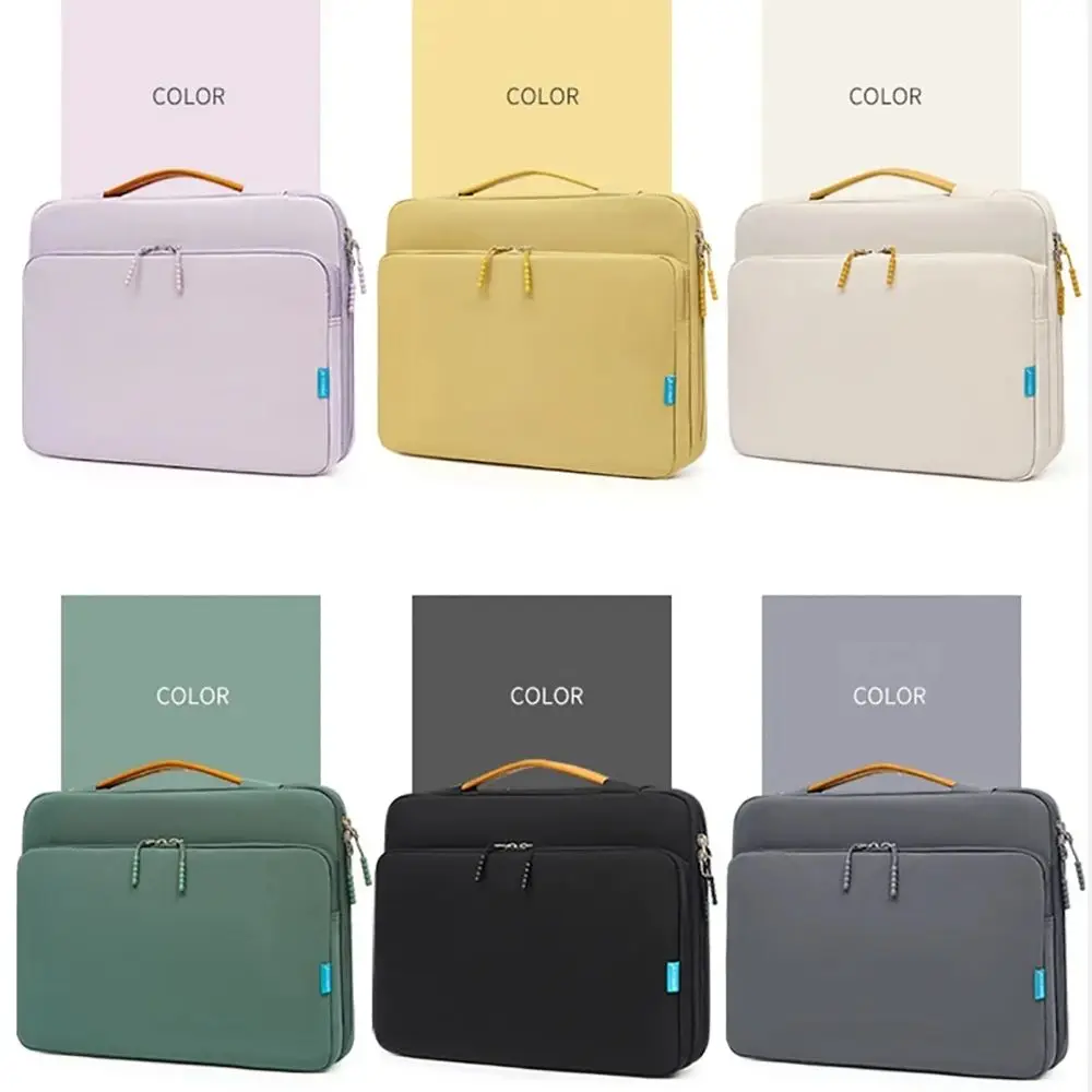 With Handle Portable Laptop Bags Waterproof Ultra Thin Laptop Case Dual Zipper Multi-Layer Notebook Sleeve Women's Bag