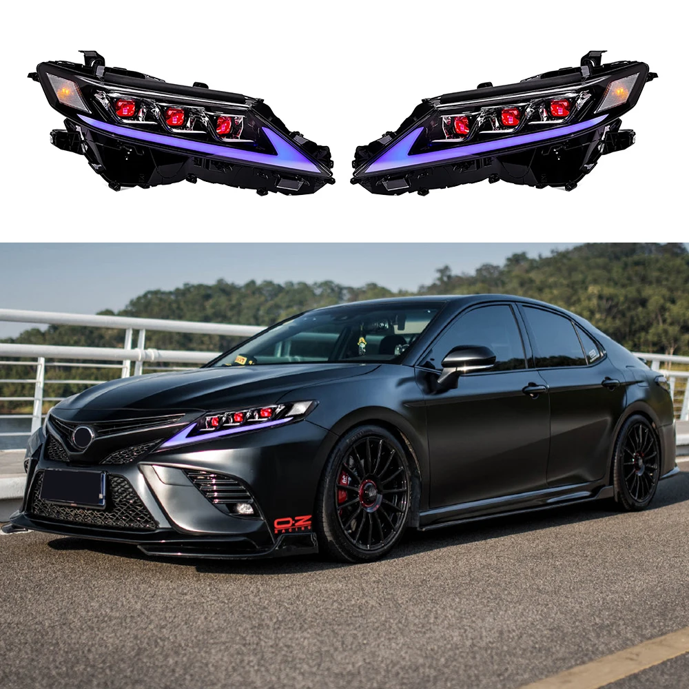 

1 Pair Full Led Devil Eye with Blue Animation Start-up Headlight for Toyota Camry 2018 2019 2020 2021 2022 Sedan Head Lamp