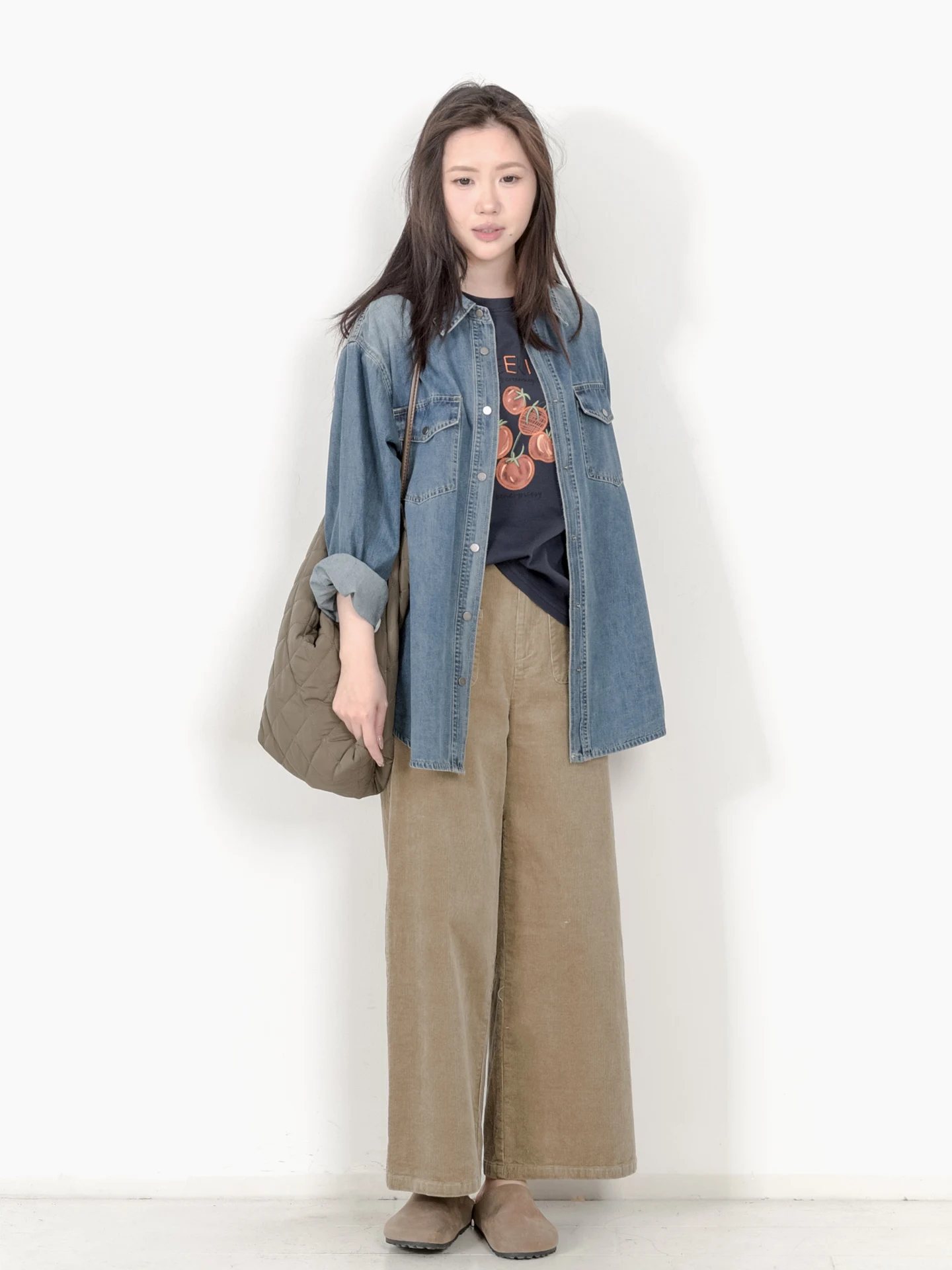 

Ретро-рубашка из выстиранного синего денима, свободного кроя, с длинным рукавом, женская, весна-осень, в японском стиле, средней длины