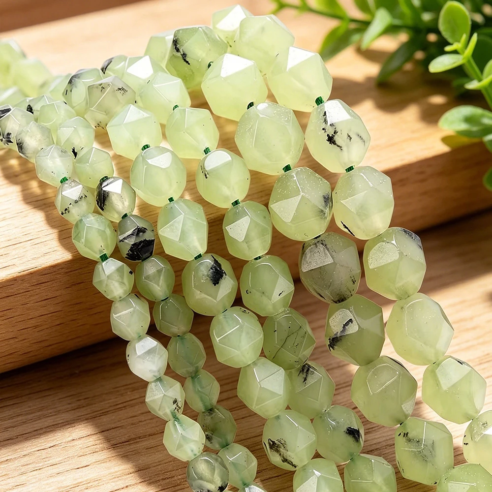 6/8/10mm Faceted Prehnite Natural Stone Beads Loose Spacer Beads For DIY Jewelry Making Bracelet Accessories Craft Bead Supplies
