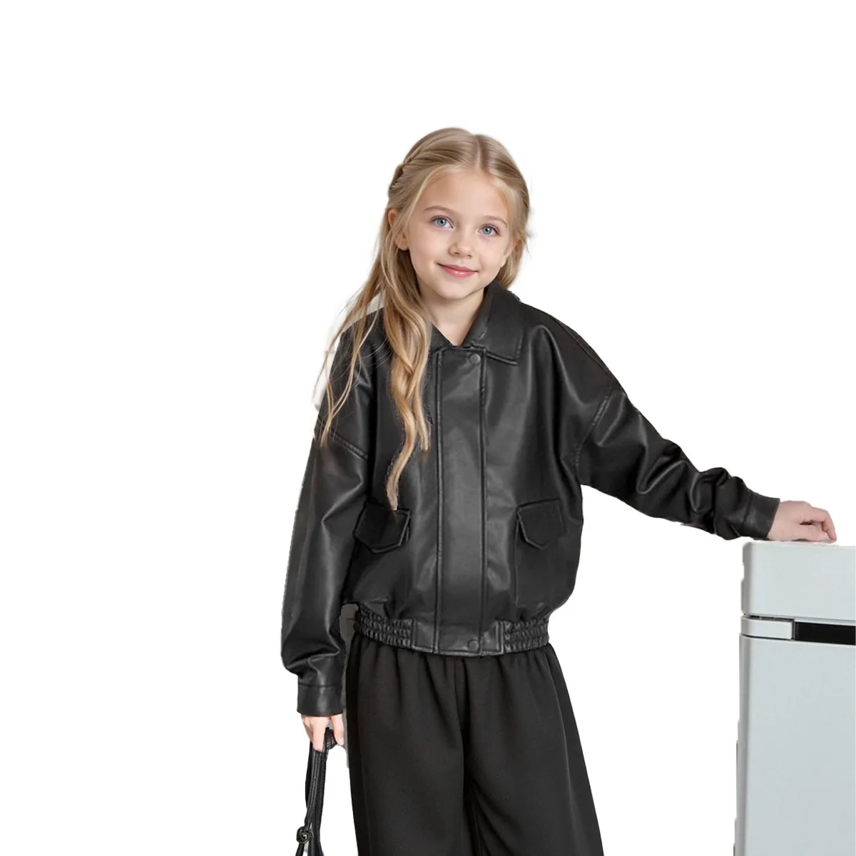 

Children Leather Jacket 2025 Spring Autumn Boys and Girls Solid Lapel Leather Jacket Boys and Babies Korean Motorcycle Clothing