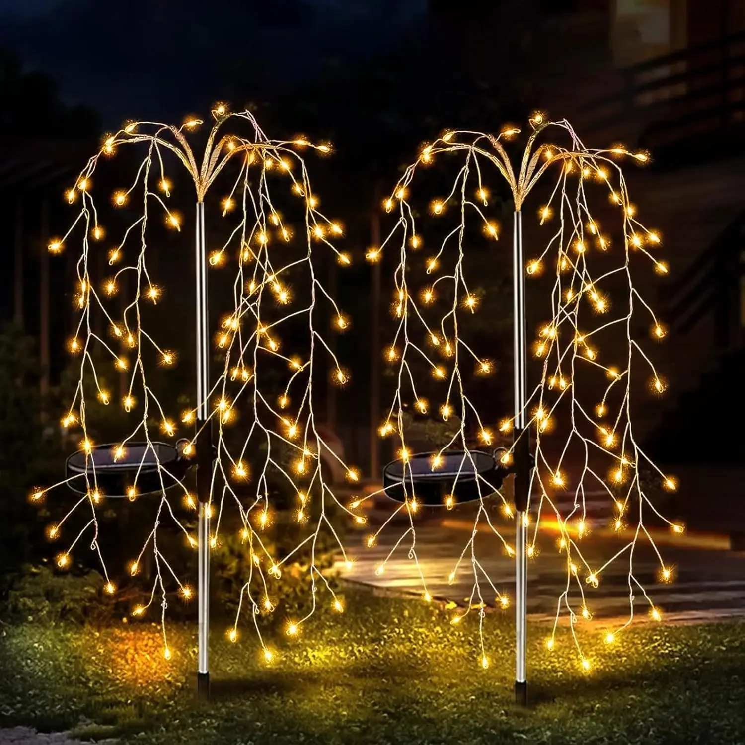 Guirlande lumineuse de feu d'artifice à énergie solaire, 120/200led, étanche, pour l'extérieur, féerique, pour cour, jardin, décoration de fête du Ramadan