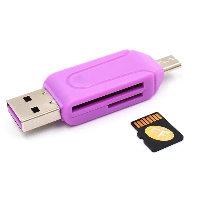 Случайный цвет 2 в 1, адаптер для чтения карт памяти USB 2.0 OTG, универсальный USB-адаптер для чтения карт TF для телефона, компьютера, ноутбука