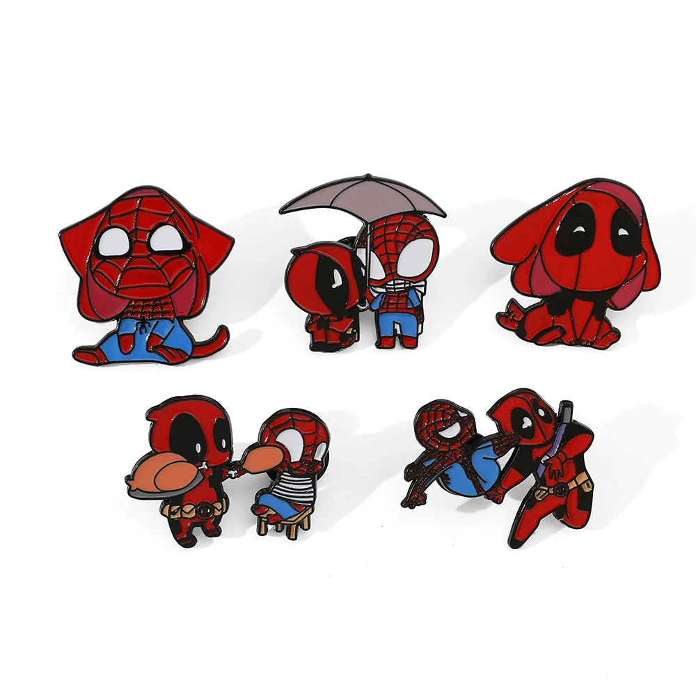 5 Pcs Action movies Spider-Man Brooch Creative Spider-Man Enamel Pin Metal Emblem Jewelry Backpack Clothing Accessories