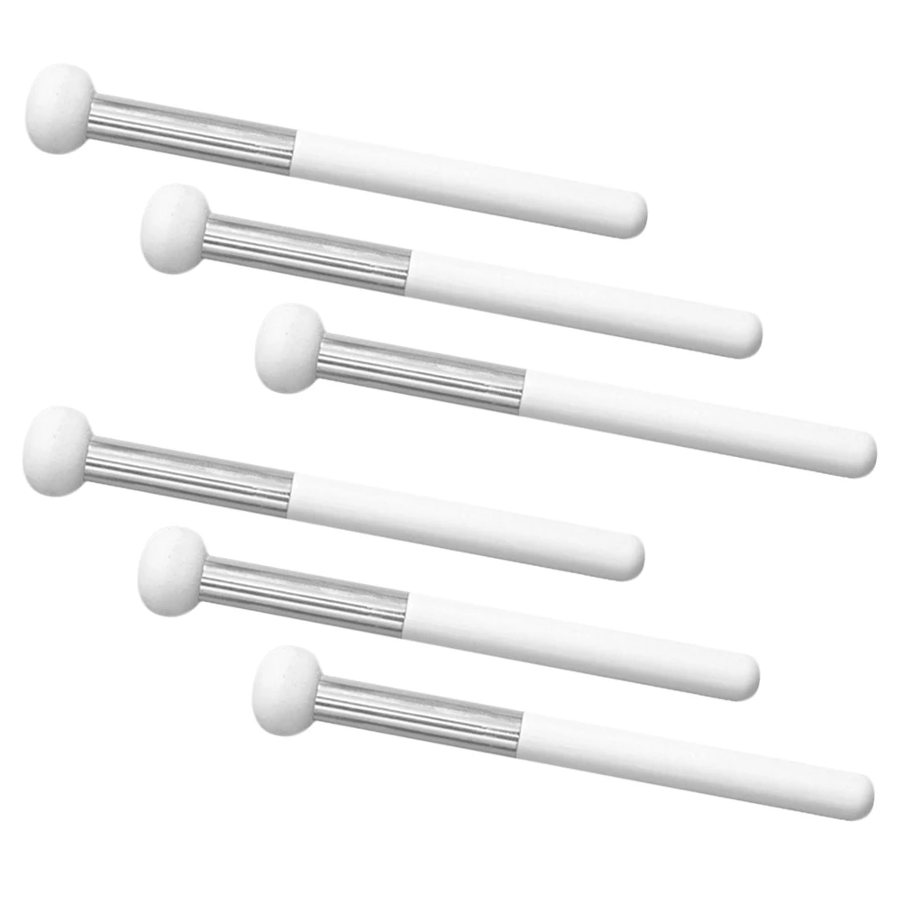 

6 pcs White Wooden H Makeup Sponge Concealer Brush Portable Face Nose Eyelids Powder Puff Professional Family