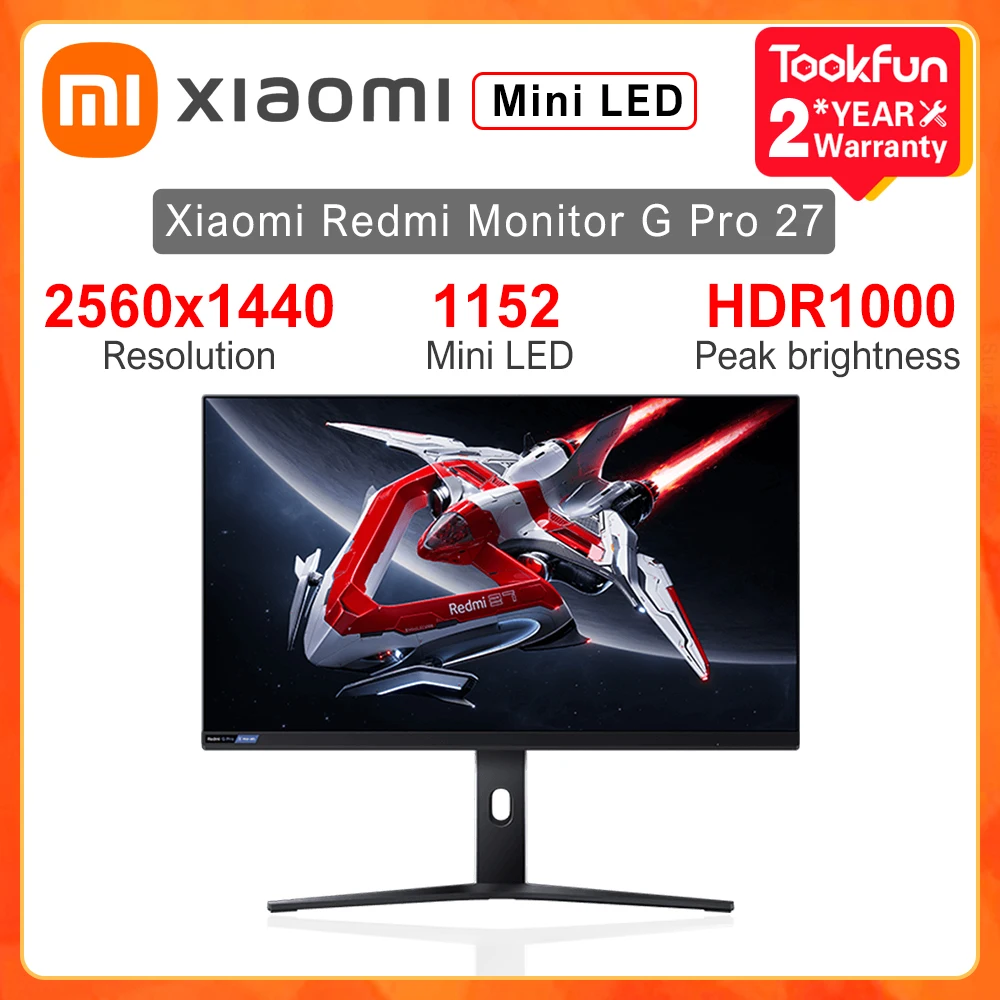 

Xiaomi Redmi Monitor G Pro 27 Gaming Fast IPS Mini LED 2K 180 Гц Частота обновления 1 мс Время отклика HDR1000 Многофункциональный кронштейн