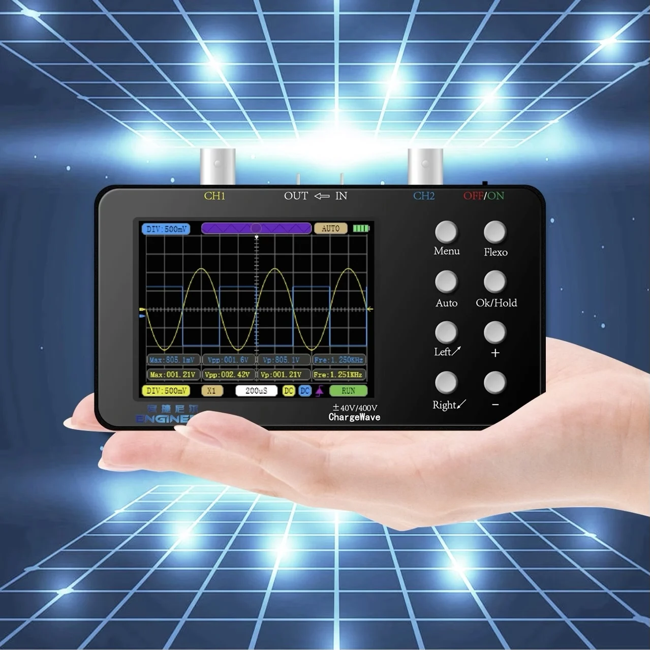 Podwójne kanały oscyloskop cyfrowy 50M częstotliwość próbkowania 10Mhz analogowe pasma lisajous wzorce 6A pomiar przebiegu prądu