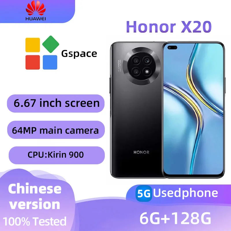 Honor X20 5g SmartPhone Dimensity 900 6.67Inch 120Hz LCD Screen 4300mAh Battery 66W Super Charge 64MP Camera Original used phone