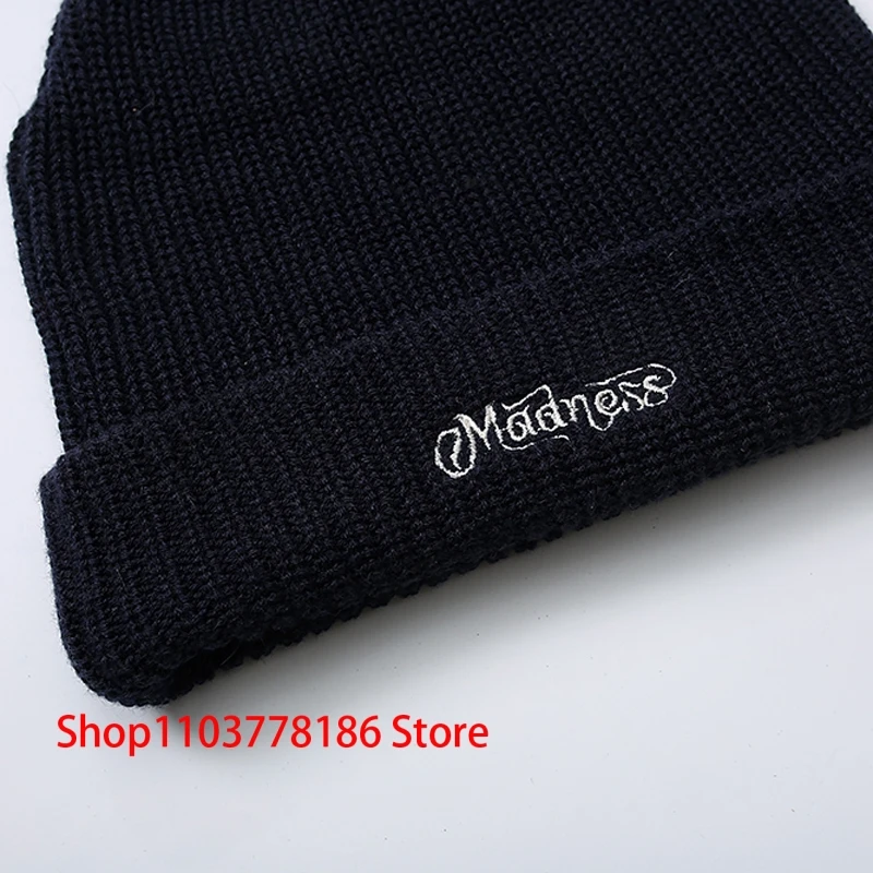 Winter Keep Warm MADNESS Woolen Hat Daily Loose Casual Men Women Couples Pullover Caps Classic Letter Logo Knitted Hats