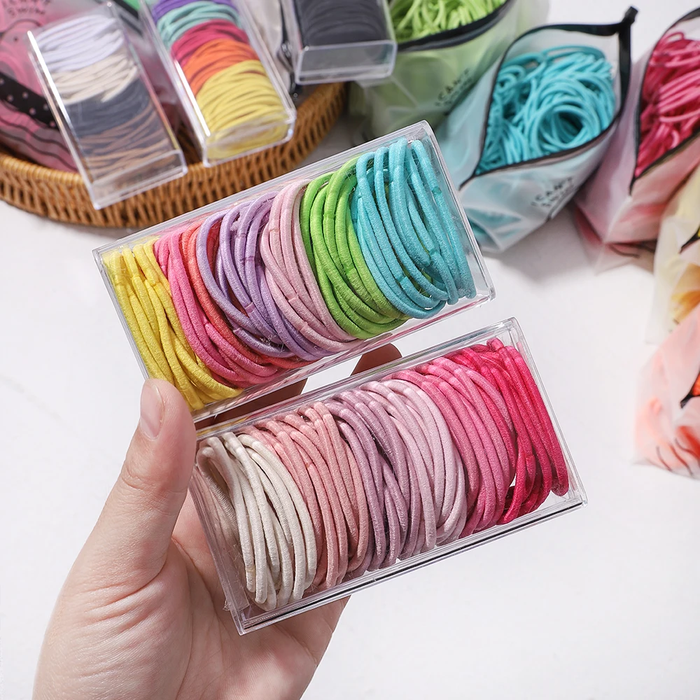 30/50/100PCS Girls Solid Big Rubber Band Ponytail Holders