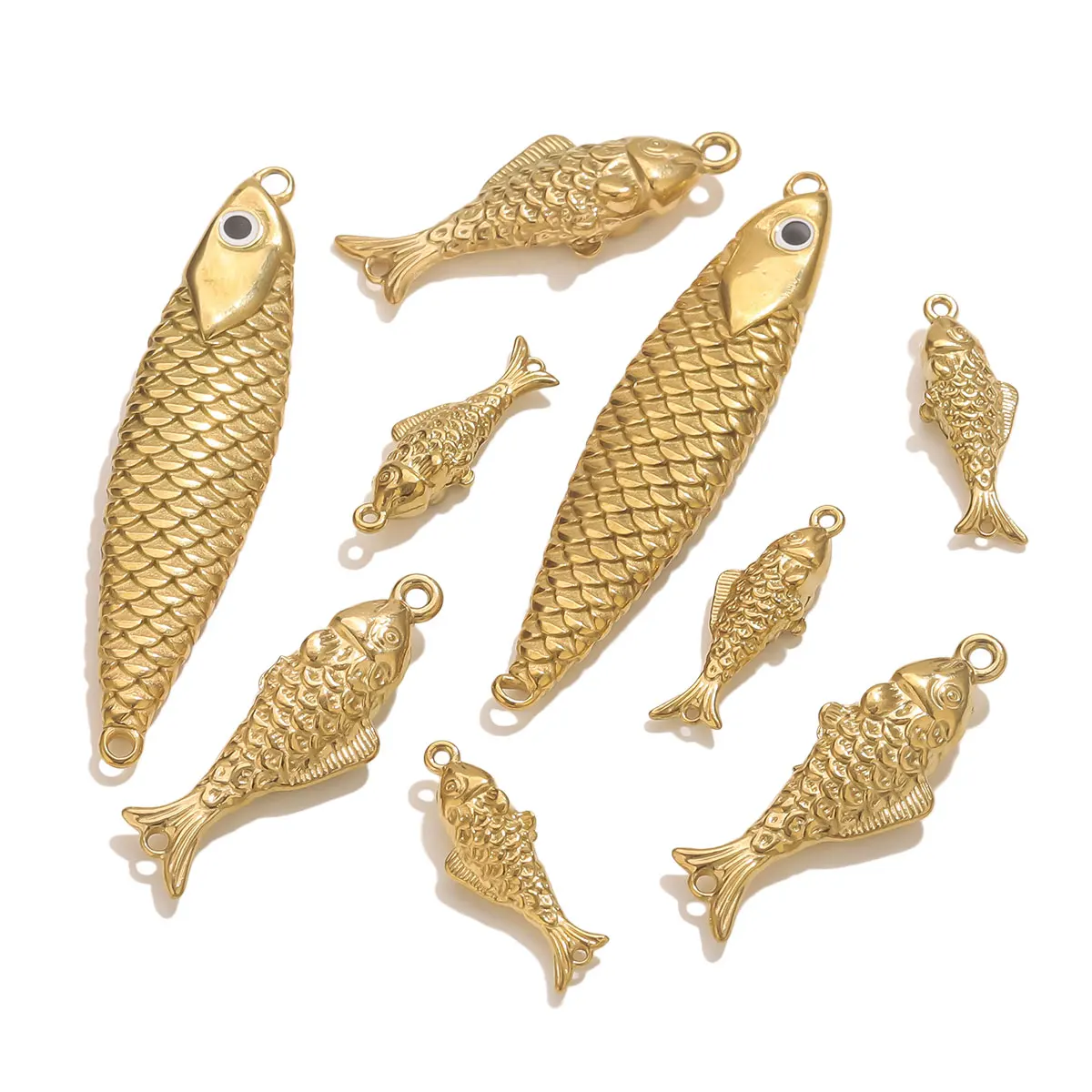 

2/5pcs Stainless Steel 3D Two Hole Sea Fish Shark Pendants Cute Animals Charms for Keycahin Necklace Diy Jewelry Making Supplies