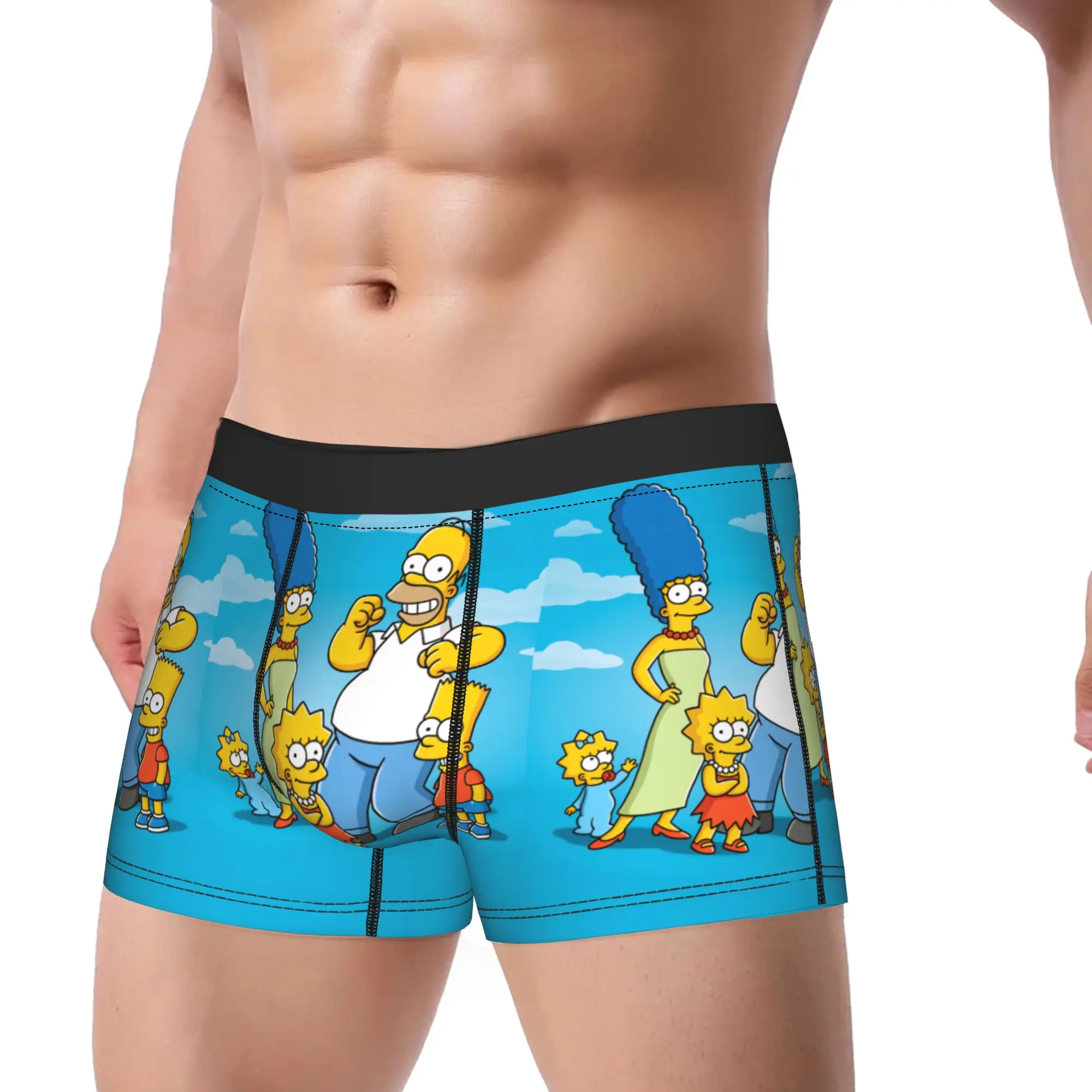 Funny Cartoon S-Simpsons Family Portrait Underwear  Males Panties Design Breathable Boxer Shorts Quality Boxer Brief Large Size