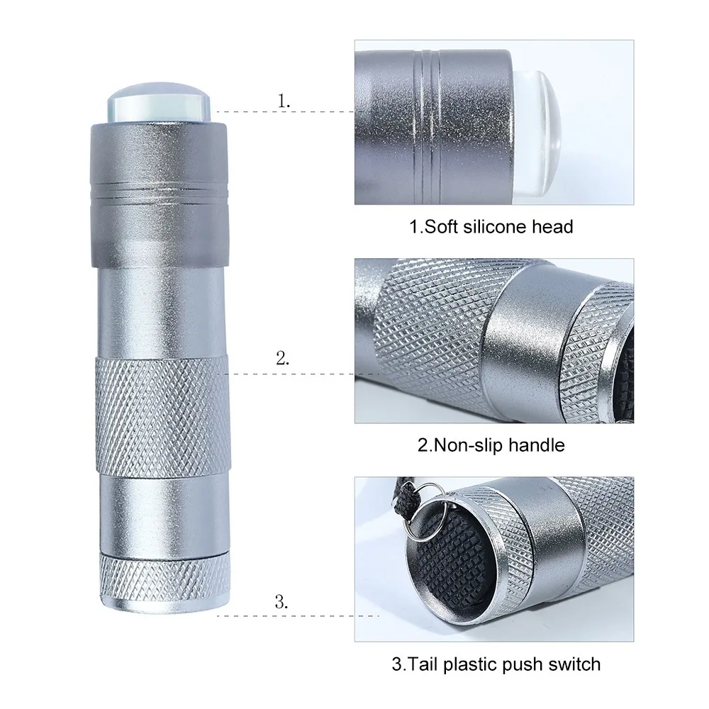 โคมไฟทำเล็บแบบทำจากซิลิโคนขนาด9.5*3ซม. มีไฟกดกันยูวีและรวดเร็วสำหรับประทับเจลลี่และเล็บเครื่องมือทำเล็บ DIY