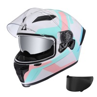 Full Face Motorcycle Helmet with Dual Lens Wide Vision Motor Bike Helmets for Adult DOT Approved FF351 TRIANGLE