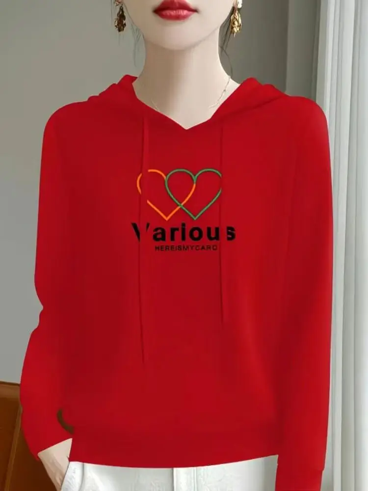 

Новая осенне-зимняя толстовка с принтом и асимметричным краем, повседневная классическая модель, женская базовая одежда, верхняя одежда