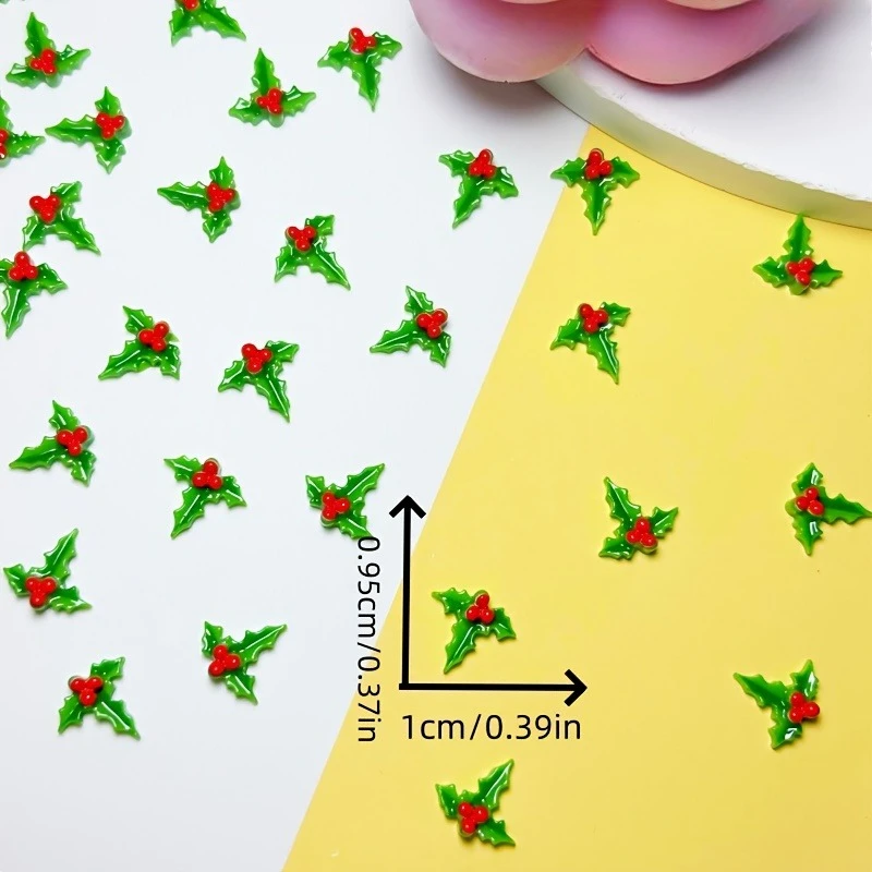 30/60 szt. Świąteczne ozdoby do paznokci w kształcie liści, brokatowe akcesoria do manicure i pedicure, świąteczne materiały do samodzielnego zdobienia paznokci