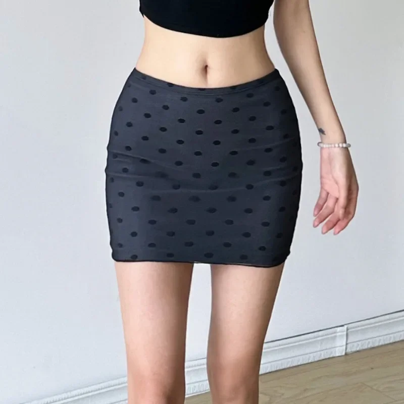 Sexy Slim Dot Printed Bodycon Skirt Casual Basic Mid-Waisted Super Mini Skirts Women 2024 Summer Fashion Streetwear Lady