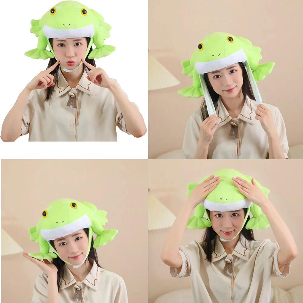 Frog Cosplay Hat Cap 37X56CM Headgear For Adult Roleplay Halloween Carnival Party Costume Accessories Gifts Props