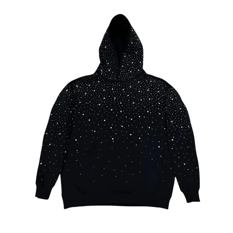 2025年 フード付きスポーツプルオーバー、ホットスタンピングダイヤモンドカップルスタイルストリートウェア、INS