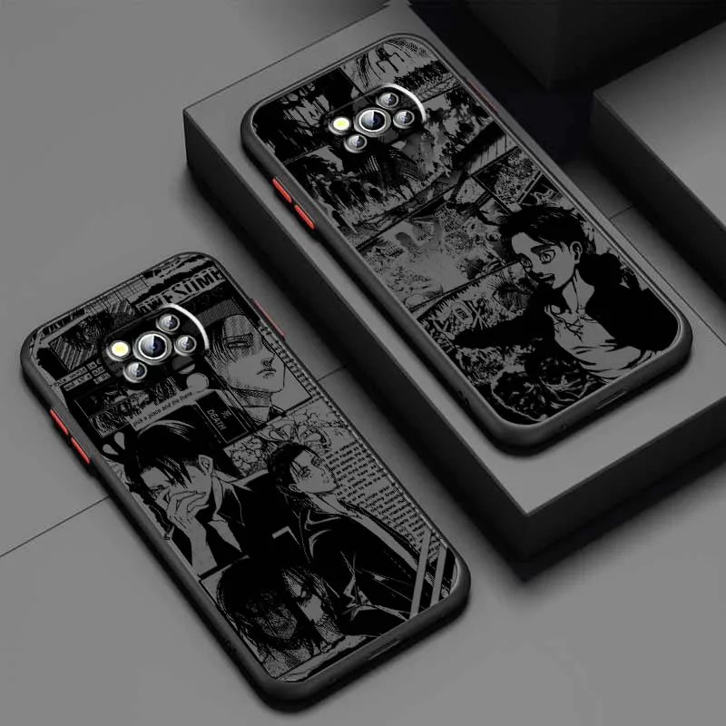 

Attack on Titan Comics For Xiaomi Poco X6 X5 X4 X3 M6 M5s M5 M4 M3 F6 F5 F4 F3 Pro 5G Frosted Translucent Phone Case