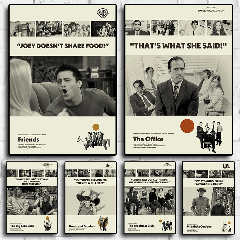 Винтажный классический фильм «Друзья/офисный фильм», постер из сериала, HD печатная картина на холсте, настенные художественные фотографии, домашний декор интерьера