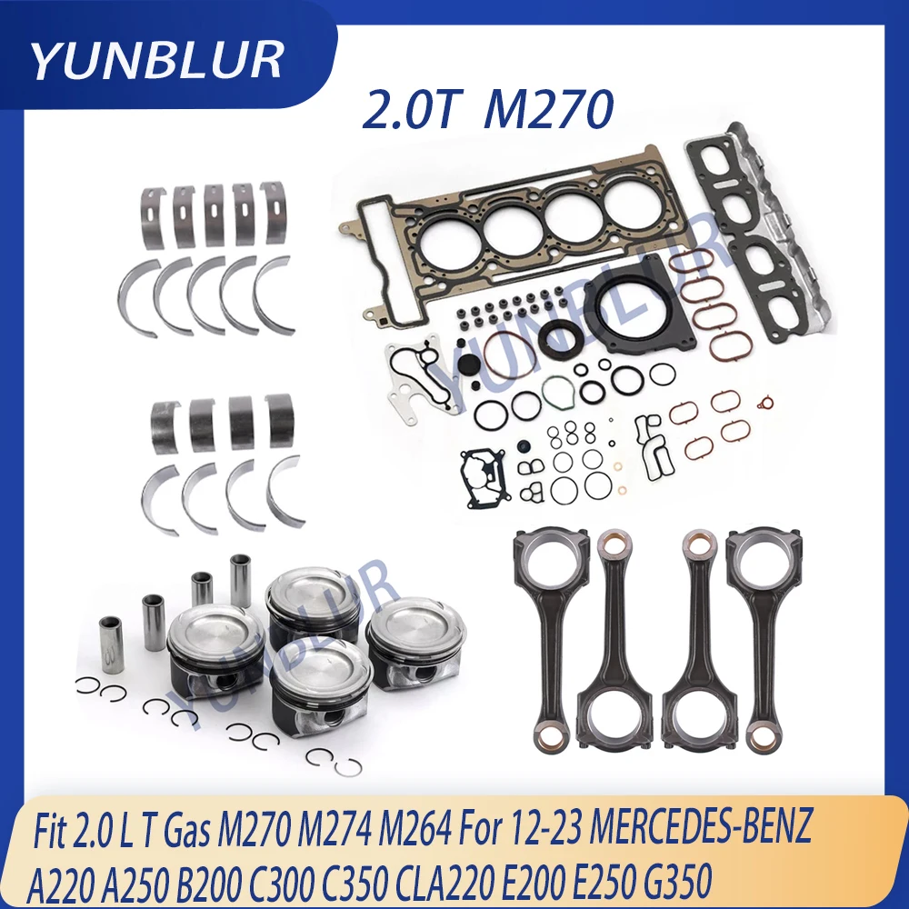 STD Rebuild Gasket Set Piston & Ring Bearing Con-rod Kit Fit 2.0 L T M270 M274 Gas For MERCEDES-BENZ C200 C250 E300 E250 GLC200