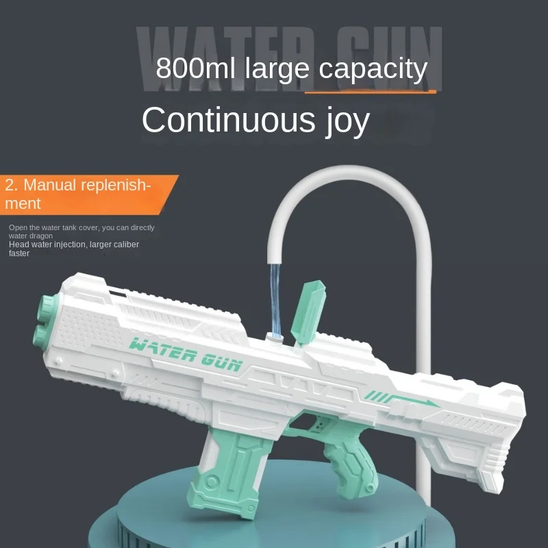 Pistola de água totalmente automática para crianças, extragrande fogo contínuo elétrico, grande capacidade, pistola de absorção de água