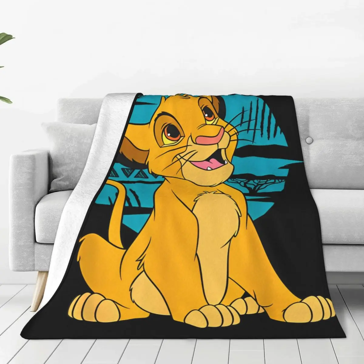 Simba Lion King Nap Blanket Soft Funny Plush Throw Blanket For Couch Bed Airplane Travel Flannel Bedspread Bed Cover