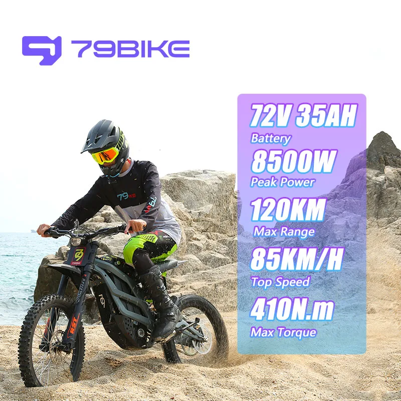79Bike 85Km/H Mid Drive Electric Dirt Bike 72V 10Kw Motorcycle Off Road Electric Bike for Adults Fast Electric Bike Cheap
