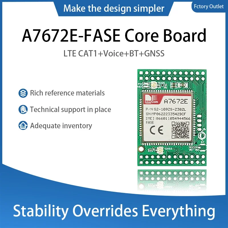 A7672E-FASE Core Board mit FPC GPS-Antenne SIMCOM LTE Cat1-Modul. Unterstützt LTE-FDD/GSM/GPRS/EDGE LCC+LGA-Formfaktor für Europa