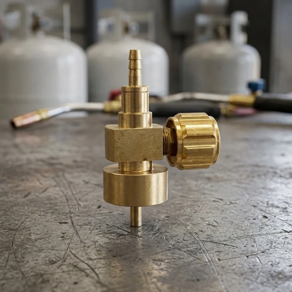 Propane Gas Adaptor Built for CGA-600 Disposable Cylinders and CGA-200 Regulator Compatibility with Shut Valve
