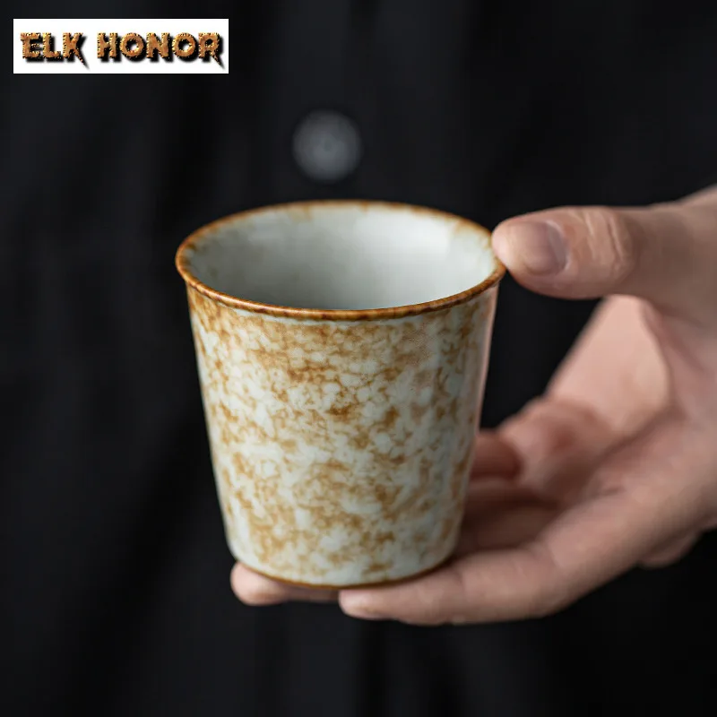 

100ML Antique Flint Red Hand-held Cola Mug Bubble Teacup Cold Hot Water Jug Hand Warmer Office Water Cup Tableware Ornaments