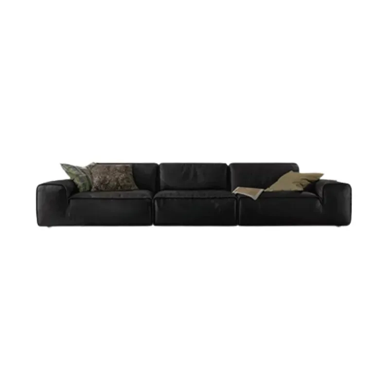 Luxury square aesthetics S-class first-layer real cowhide sofa size apartment living room straight row sofa