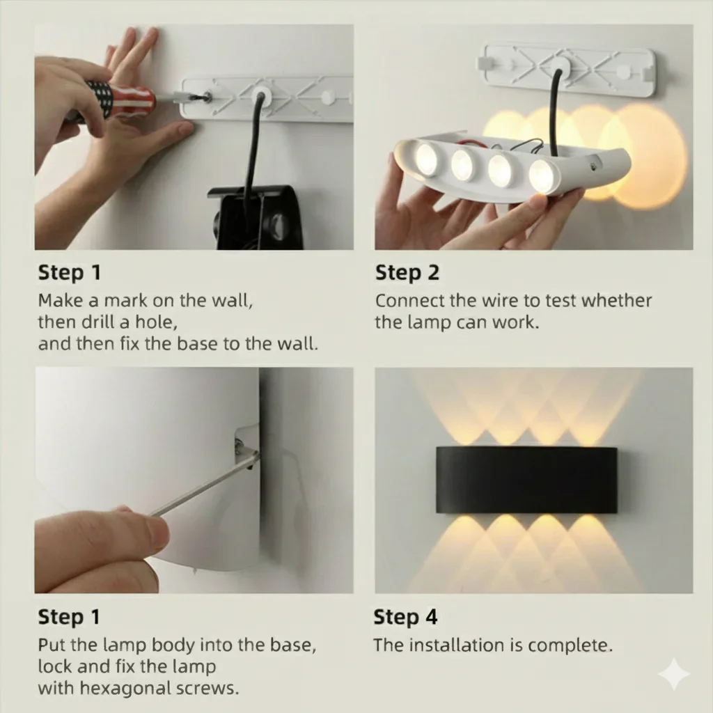 Aluminum Interior Wall Light Waterproof IP65 LED Wall Lamp Outdoor Garden Lights Bedroom Living Room Loft Decor Stairs Lighting