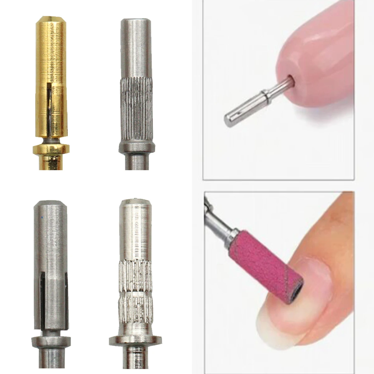 4 Modelle 3mm Dorn bohrer für Nägel Edelstahl Schleif bänder für Maniküre Schleifpapier Ring halter Nagel bohrer Zubehör – Detail 5