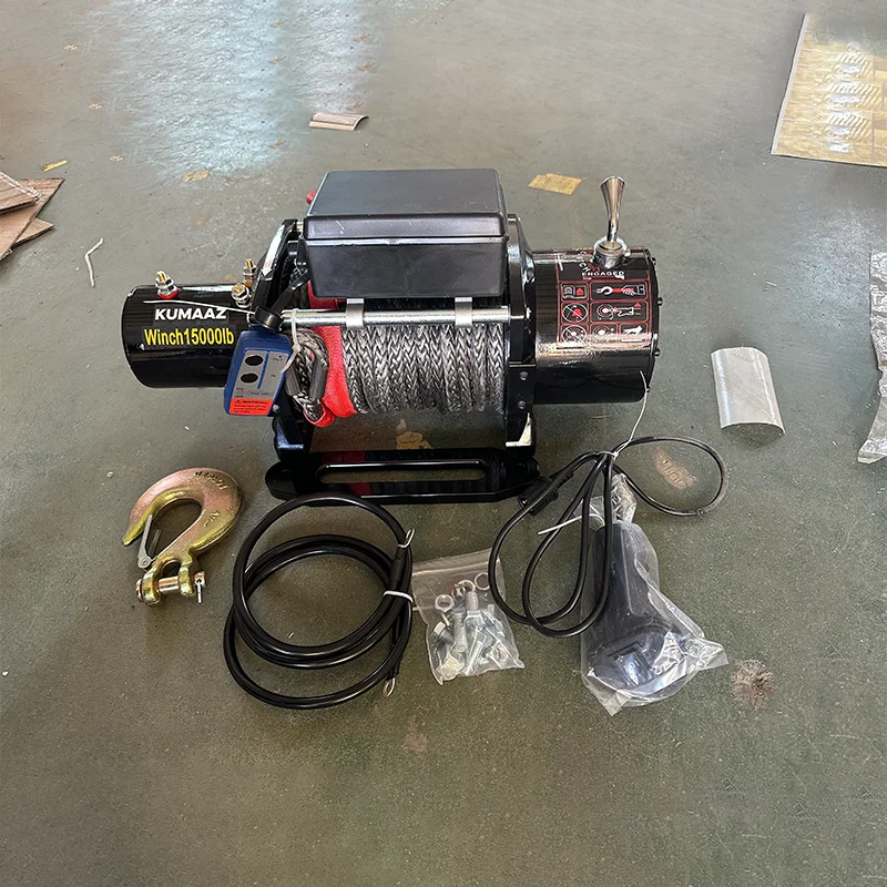 15,000-Pound Electric Winch Heavy Duty Steel Drum, 12V/24v Power Options