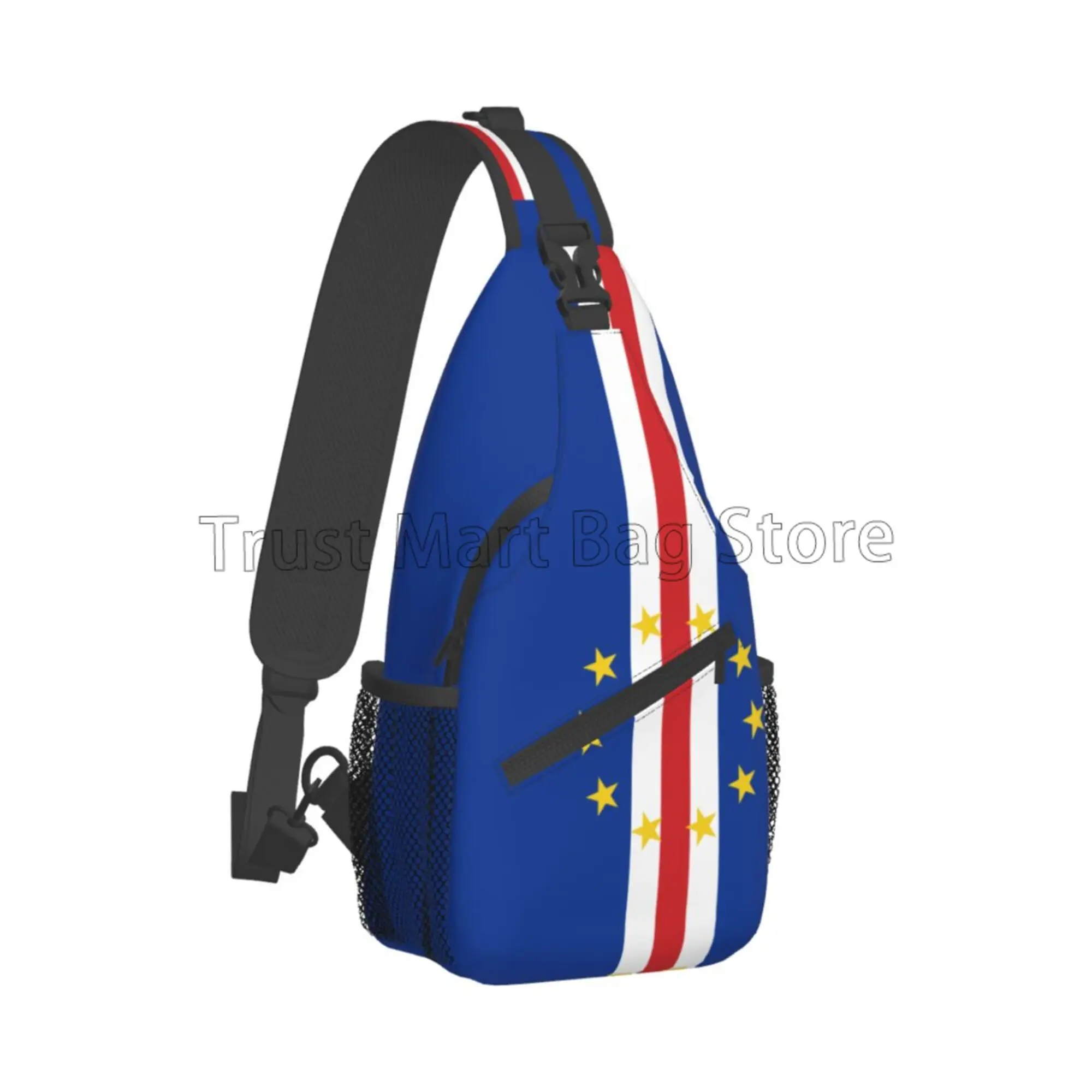 Cape Verde Flag Sling Bag Casual Crossbody Backpack Unisex One Shoulder Chest Bag Large Capacity Daypack for Travel Sport Hiking