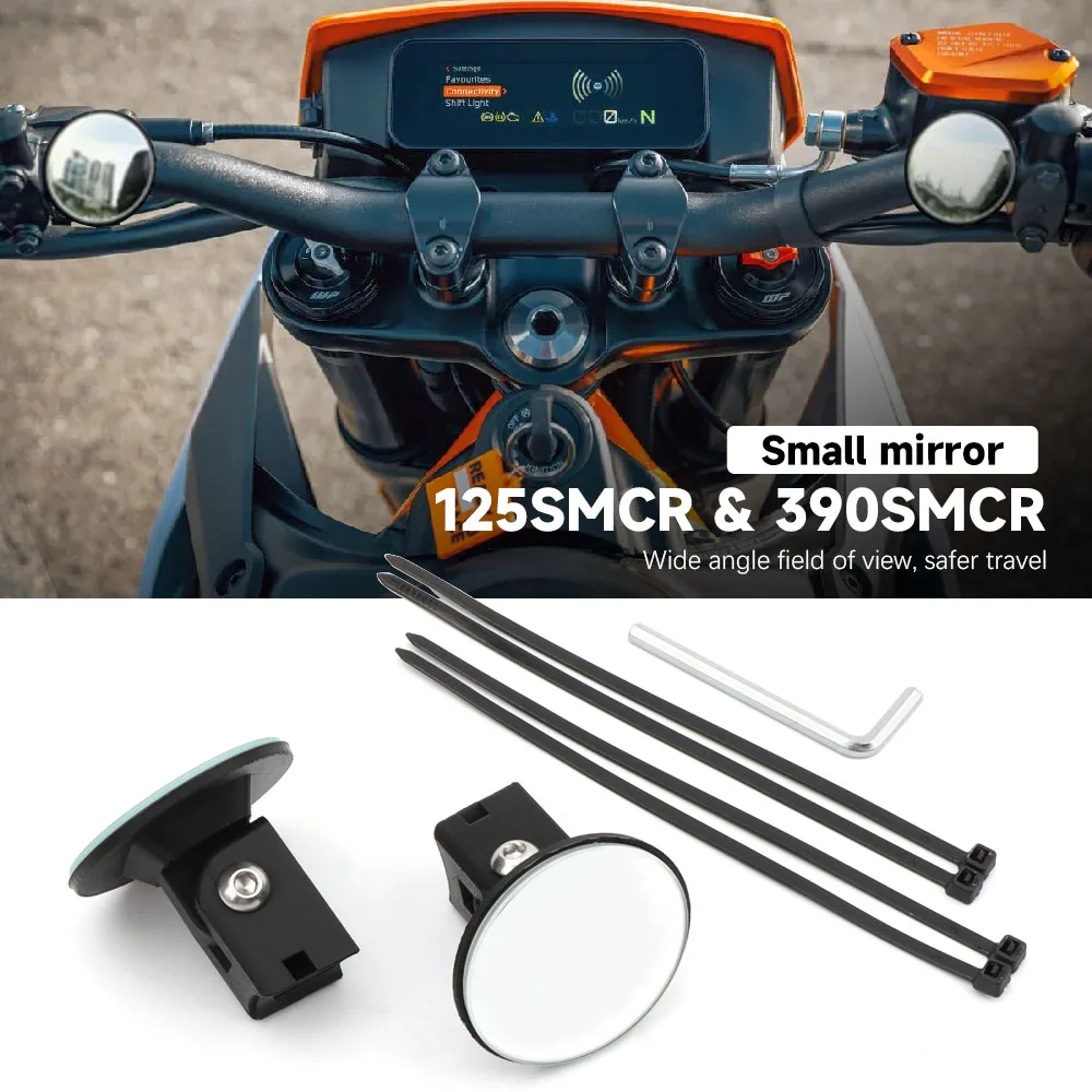 For 125 390 690 SMC R ENDURO 390 125 Enduro R 2025 Small mirror Motorcycle Circular handle rearview Wide angle mirror