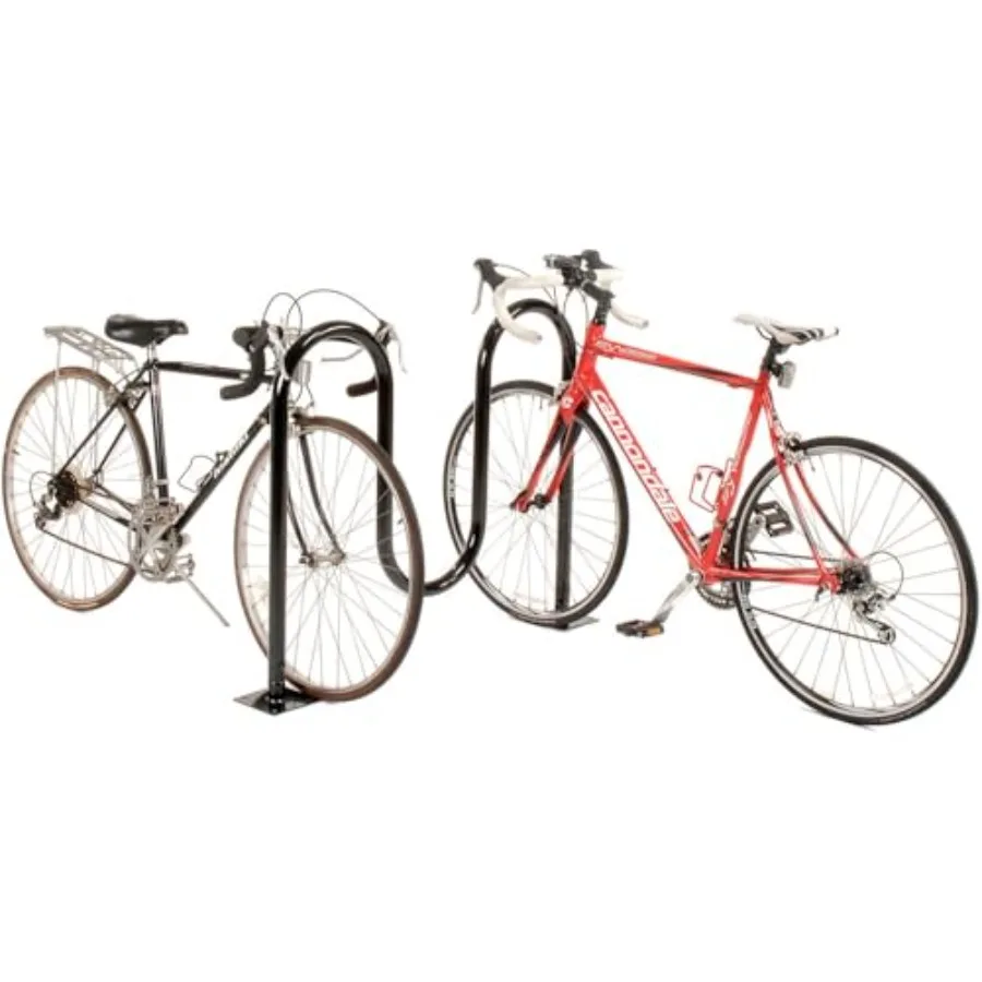 رف دراجة بموجة سعة 41 لتر باللون الأسود مع حامل شفة يدعم ما يصل إلى 5 دراجات من الفولاذ المطلي بالمسحوق مثالي للاستخدام التجاري في St #2