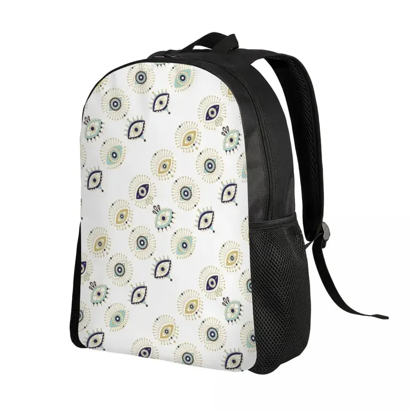 Colección personalizada de mal de ojo turco en mochila blanca, bolsa de libros de moda para la Escuela Universitaria, amuleto Nazar, bolsos bohemios Hamsa