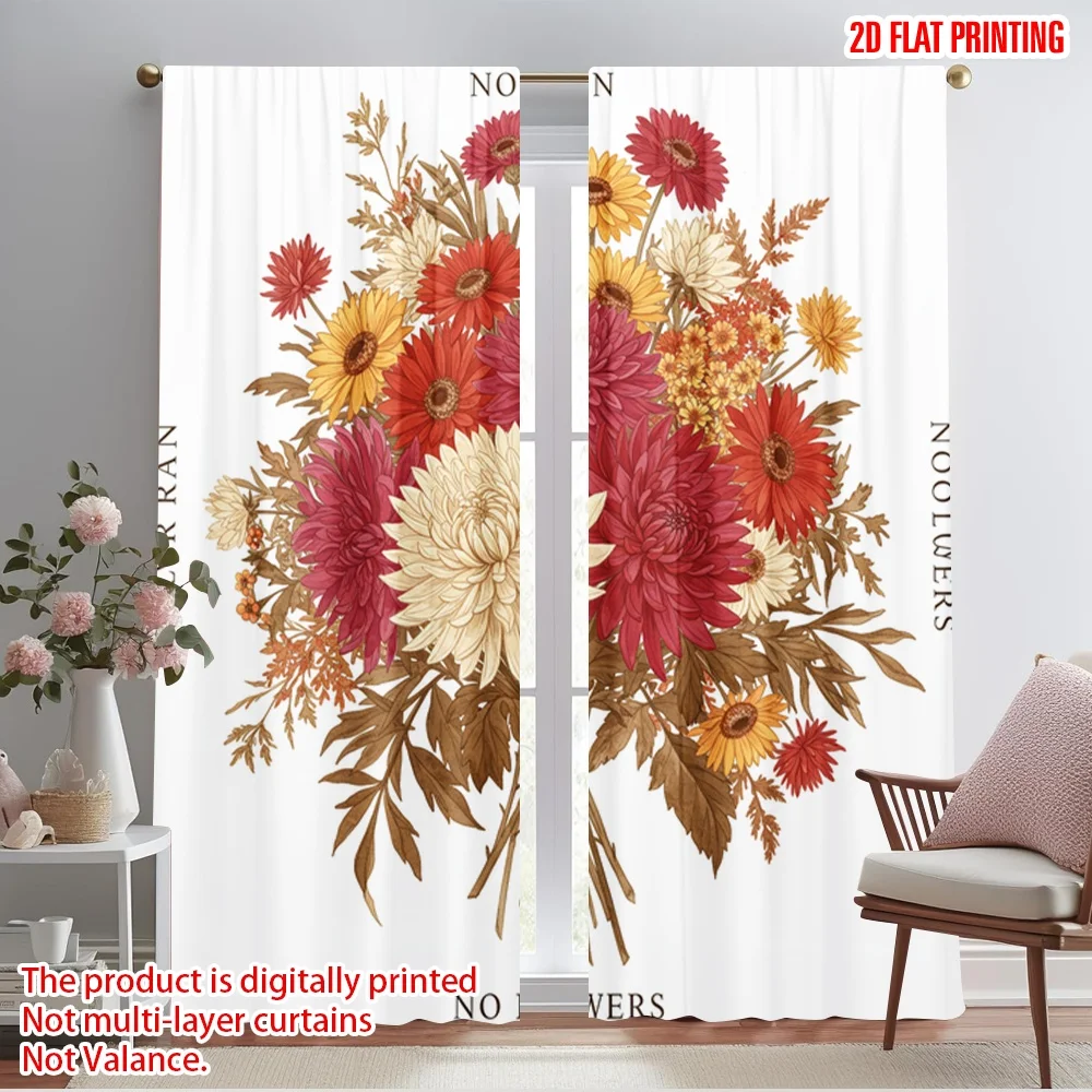 

2pcs 2D flat printing Curtains No Rain No Flowers Polyester Without Electricity Family Party Perfect for Holiday Party General