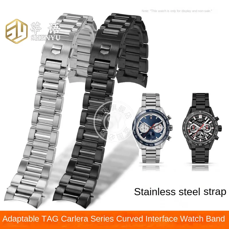 Shenyu Solid Stainless Steel Watchband For TAGHeuer Carrera CBN2A1D AQUARACER WAY201S Male Replacement Watch Strap for 22 24mm