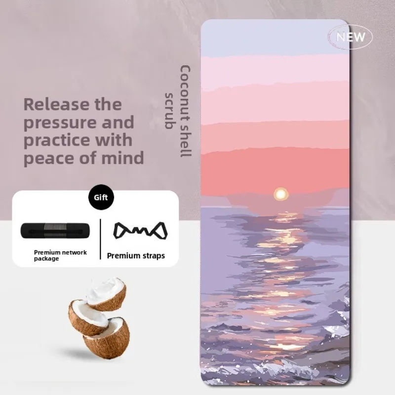 Yoga Mat Natural Rubber Non Slip Double Sided Sweat Absorbent Matte Textured Coconut PU Eco Friendly HD Exercise Mat Yoga Mat