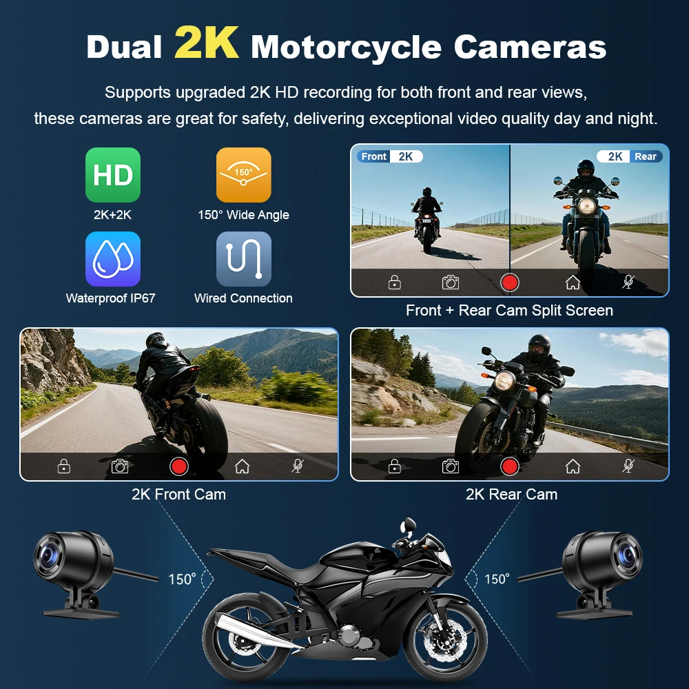 BEPOCAM 5/7'' Carplay Motorcycle DVR Navigation GPS Wireless CarPlay Android Auto IPX7 Waterproof Display Screen Moto Monitor view 3