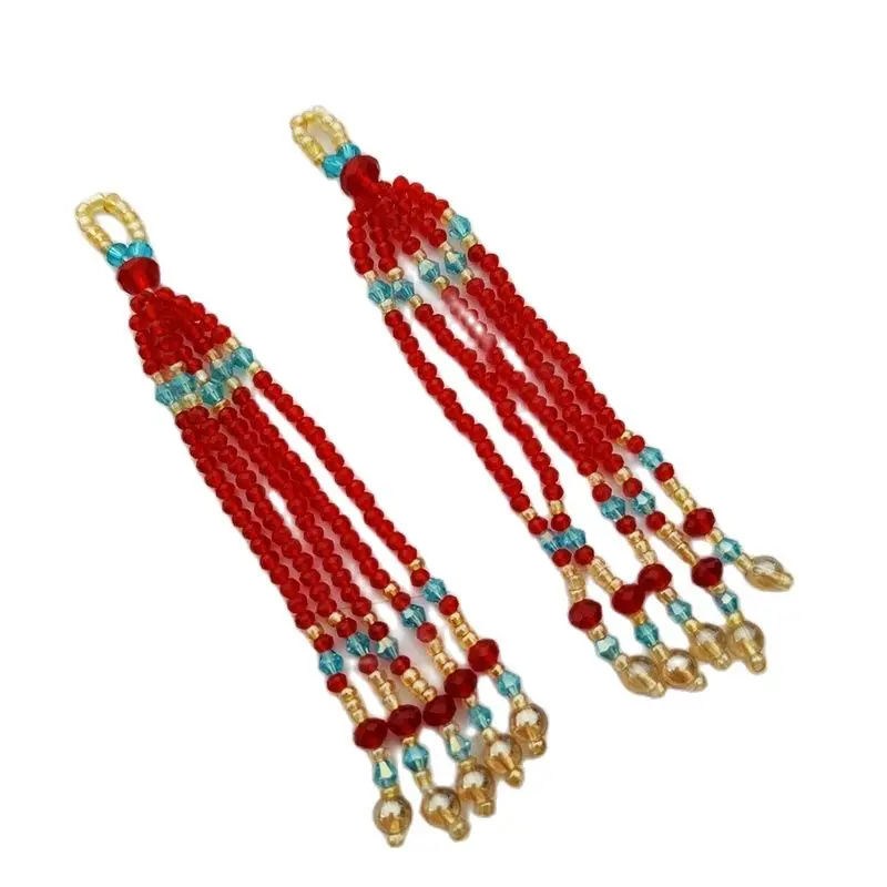 Капельница с кисточками из бисера и бахромой, хрустальные бусины, длина 12 см, 2 разных цвета