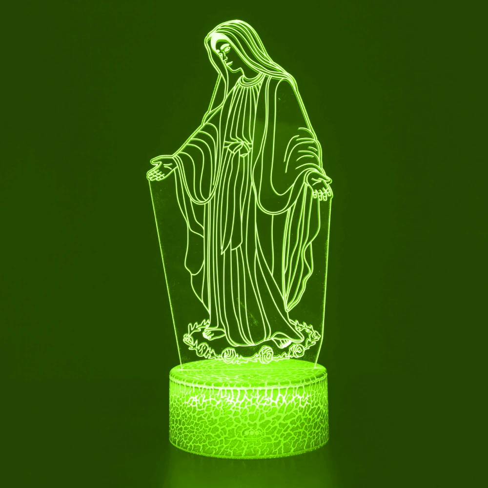 3D Night Light Jesus Illusion Lamp 7 Colors Changing LED Nightlight Christian Decorative Table Lamps Christian Prayer Lamp