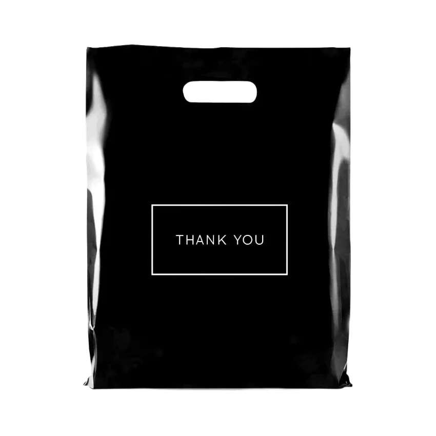 100PCS Portable Thank You Plastic Bag Store Retail Shopping Bags For Business Gift Packaging Merchandise Bag