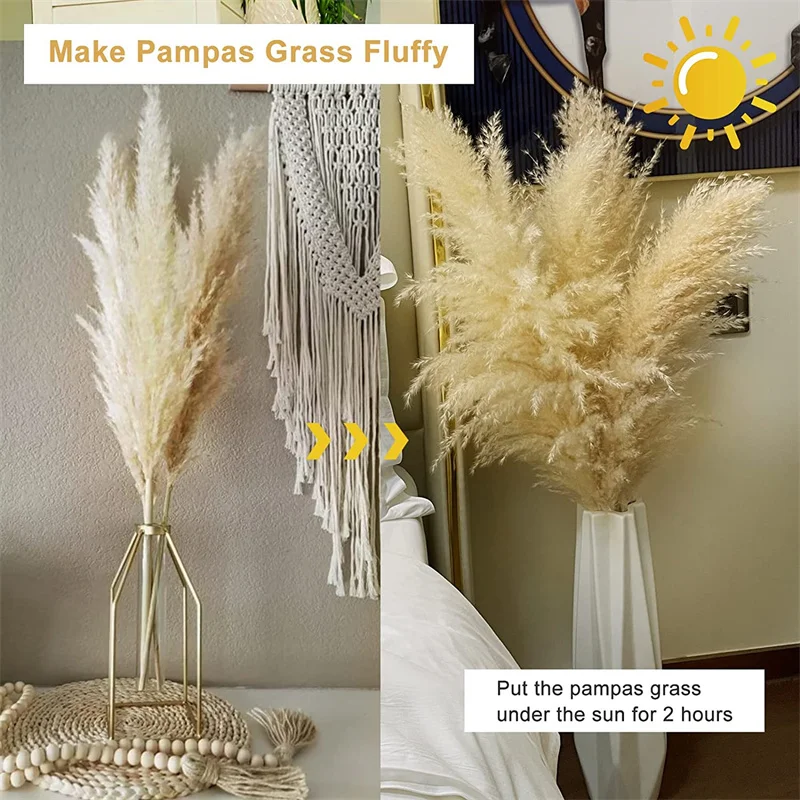 Wedding Decorations 80cm Natural Large Dry Pampas Grass Dried Flower Reed Boho Home Decor Party Background Natural Pampas Grass